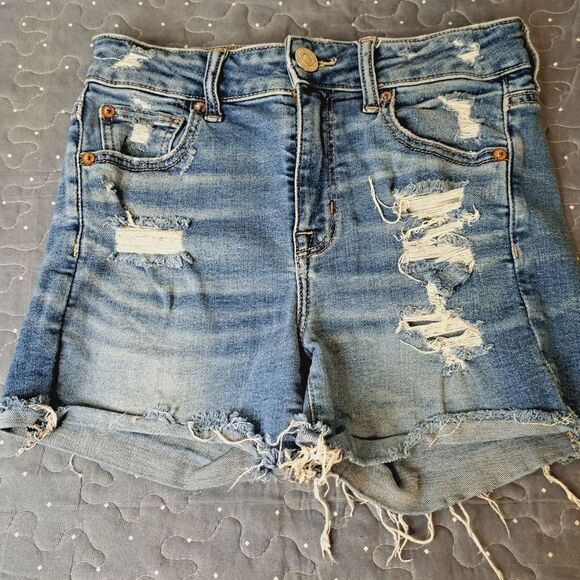 American Eagle Outfitters Pants - American Eagle Hi Rise shortie distressed jean shorts size 4